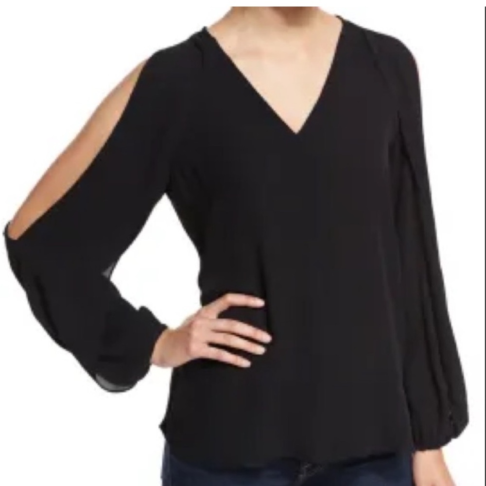 Kobi Halperin Caroline V-neck Split-sleeve Cold-shoulder Silk Top Blouse XS‎